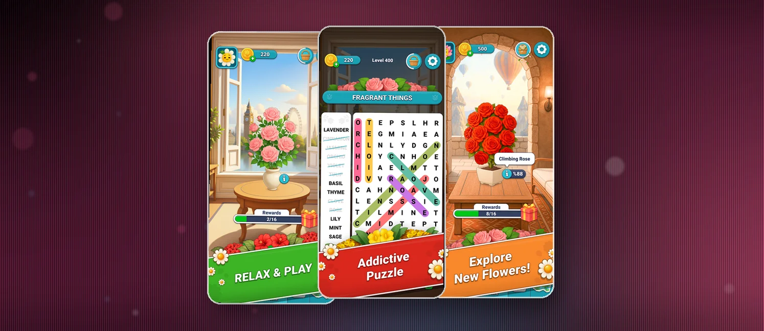 Blossom Word Search game screenshots